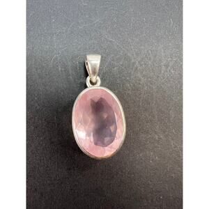 NEW Rose Quartz oval gemstone sterling silver pendant 5.62 grams